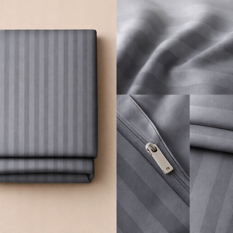 POŚCIEL 200x220 HOTELOWA 100% GRUBA BAWEŁNA SATYNOWA ADAMASZEK GRAFIT