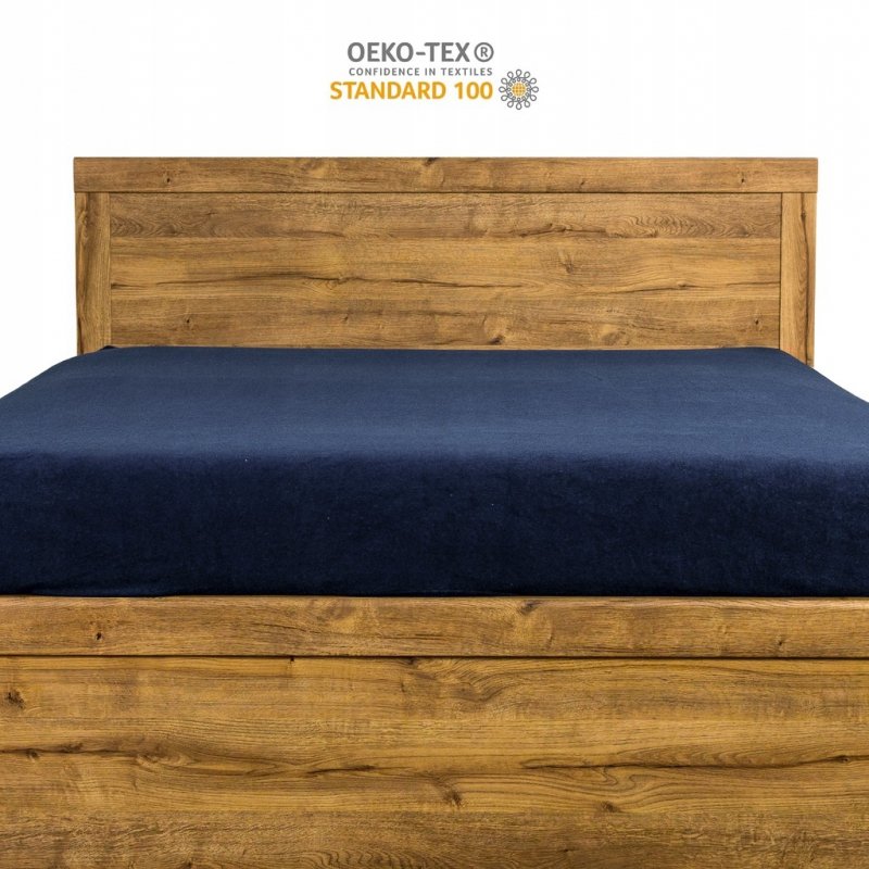 Prześcieradło Frotte z Gumką 120X200 Gruba Bawełna 200g Bok 30 cm granatowy