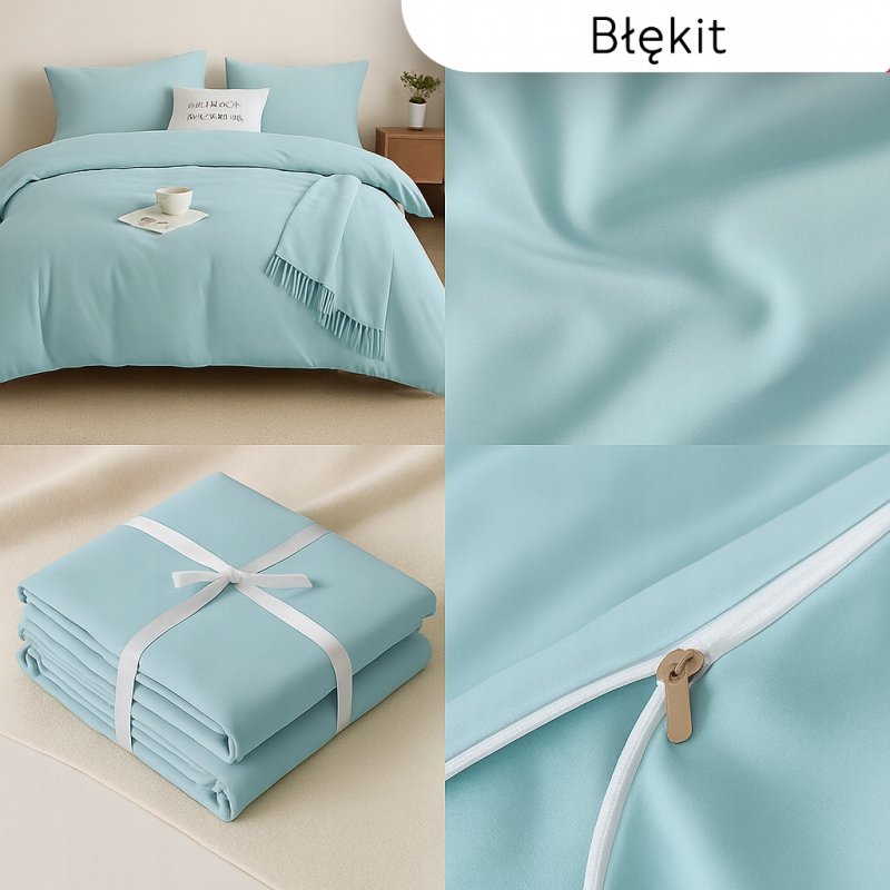 Pościel 200x220 Mikrofibra +2 Poszewki Komplet na Zamek – błękit