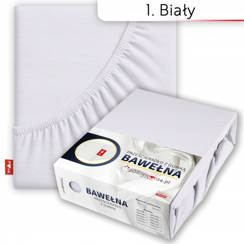 Prześcieradło 140x200 z Gumką GRUBA Bawełna Premium Bok 30 cm Biały