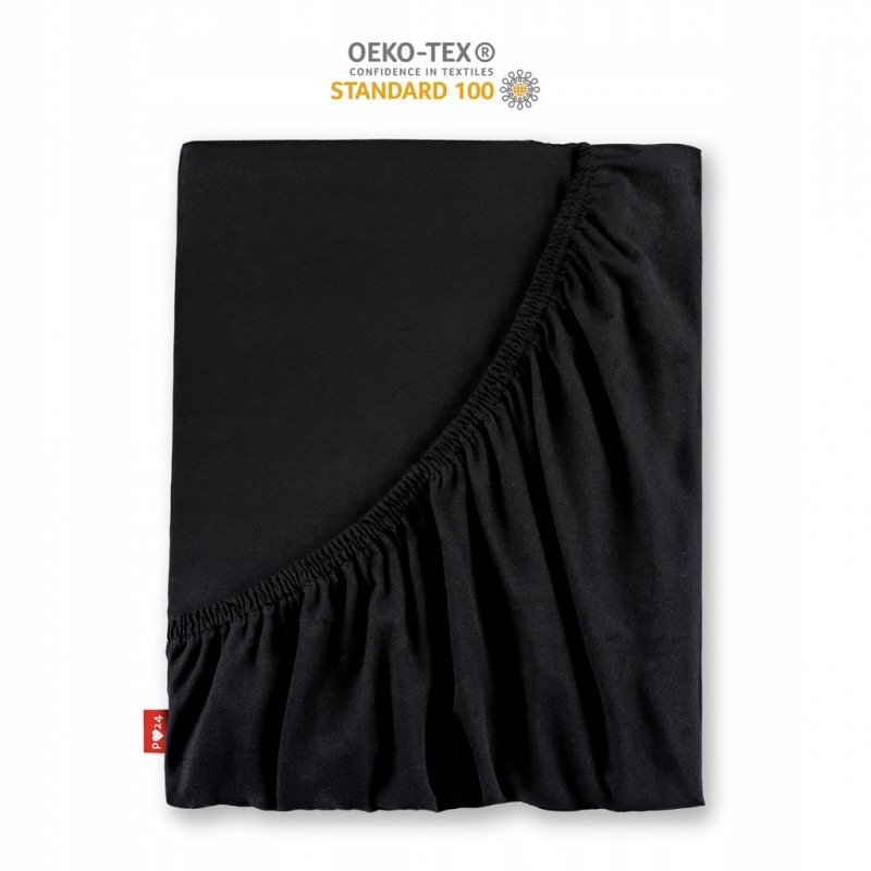 Prześcieradło Jersey z Gumką 120x200 Gruba Bawełna Czesana Bok 30 cm czarny