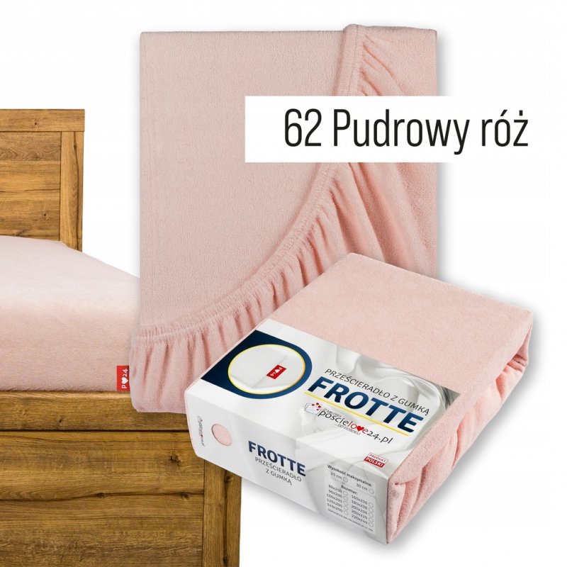 Prześcieradło Frotte z Gumką 90x200 Gruba Bawełna 200g Bok 30 pudrowy róż