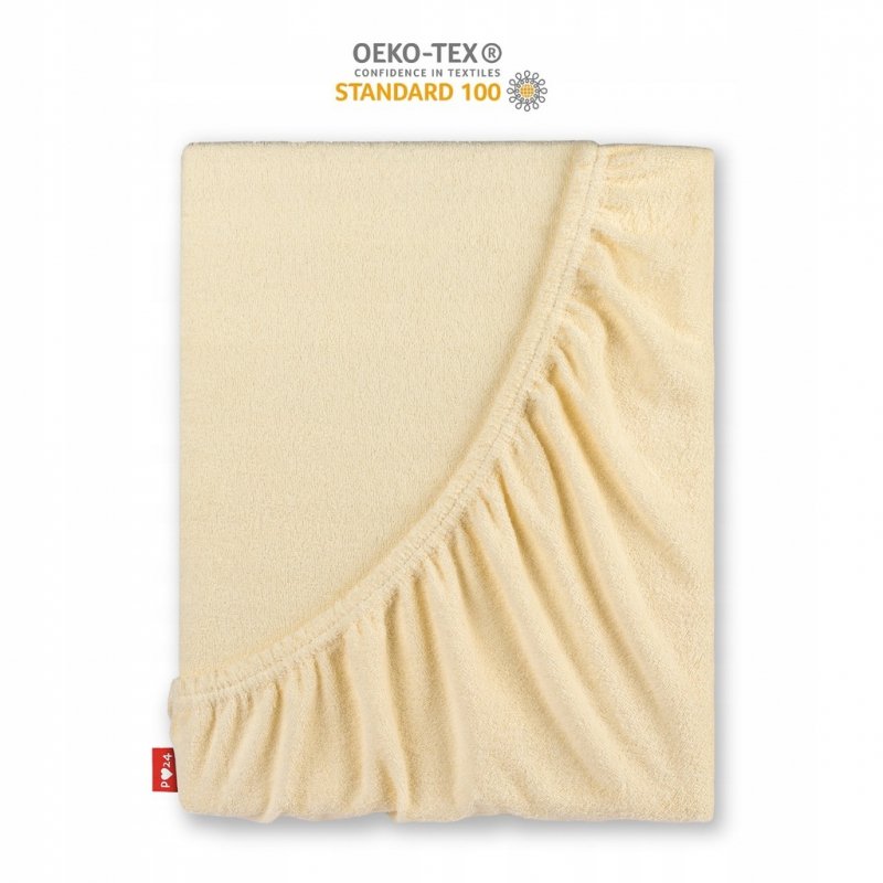 Prześcieradło Frotte z Gumką 80x200 Gruba Bawełna Bok 30 cm kość słoniowa