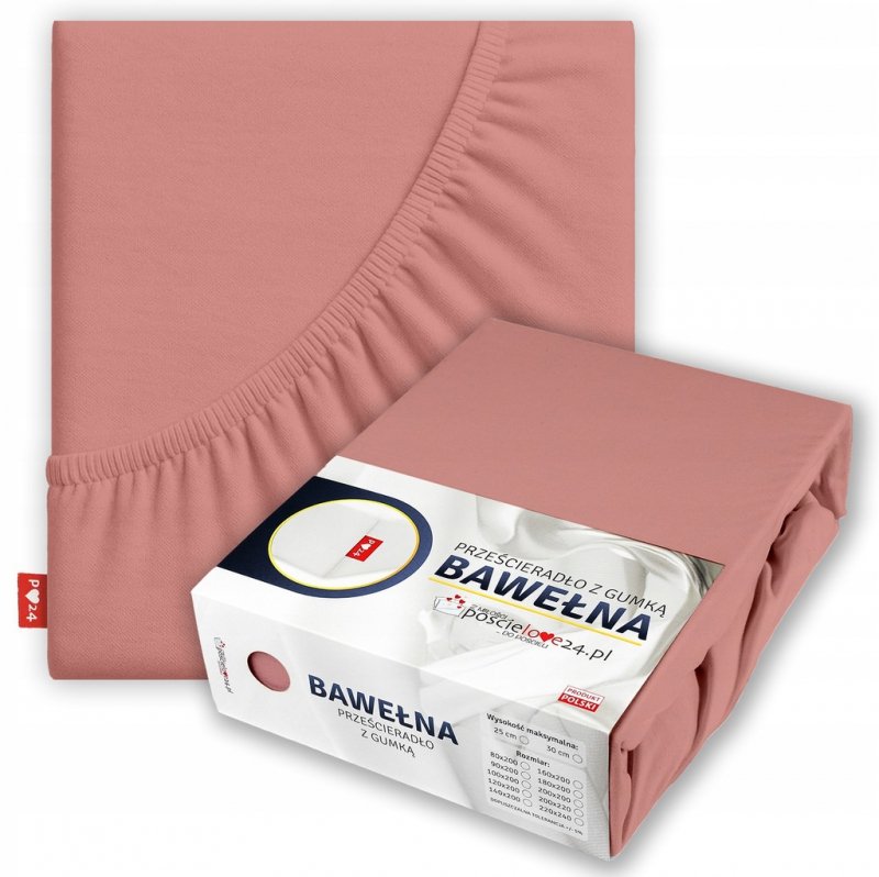 Prześcieradło 200x200 z Gumką GRUBA Bawełna Premium Bok 30 cm Paryski róż