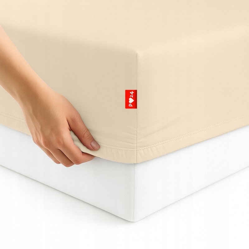 Prześcieradło 220x240 z Gumką GRUBA Bawełna Premium Bok 30 cm Kość słoniowa