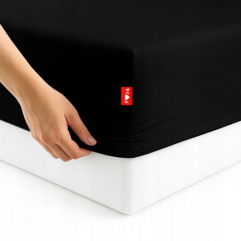 Prześcieradło 200x220 z Gumką GRUBA Bawełna Premium Bok 30 cm Czarny