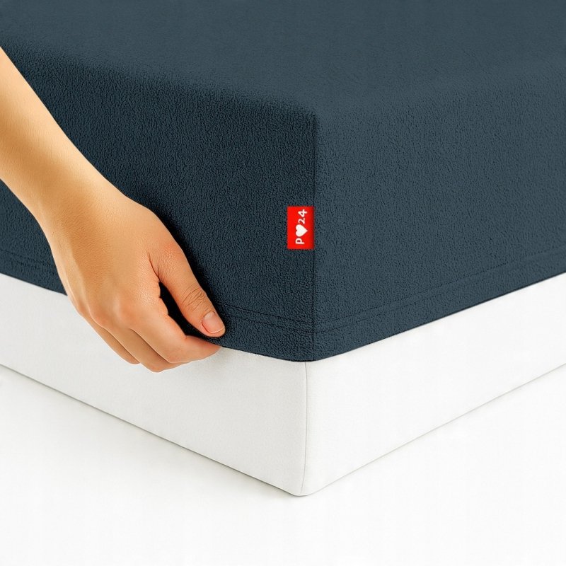 Prześcieradło Frotte z Gumką 120X200 Gruba Bawełna Bok 30 cm popiel ciemny