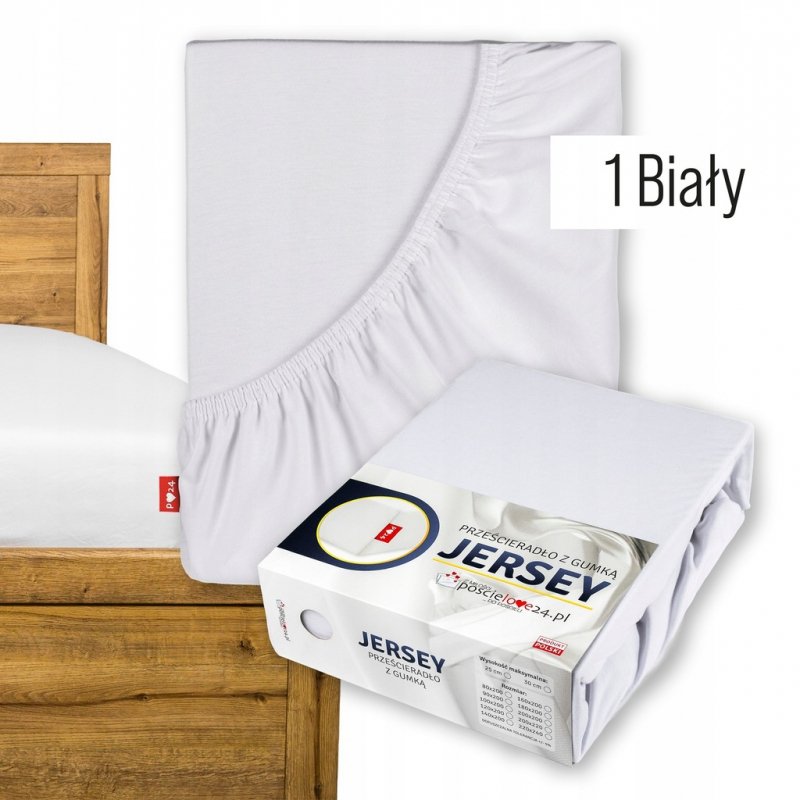 Prześcieradło Jersey z Gumką 140x200 Gruba Bawełna Czesana Bok 30 cm biały