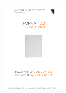 plakat A3,  druk pełnokolorowy jednostronny 4+0, na papierze kredowym 170 g -  250 sztuk 