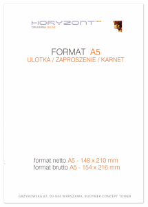 Katalog A5, 210 x 148 mm, całość druk pełnokolorowy z lakierem dyspersyjnym, Ilość stron: 36, Okładka - papier kredowy 250 g + folia jednostronna, środek - papier kredowy 130 g, Szycie zeszytowe - 500 sztuk