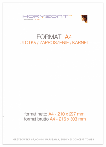 Katalog A4, 297 x 210 mm, całość druk pełnokolorowy z lakierem dyspersyjnym, Ilość stron: 20, Okładka - papier kredowy 250 g + folia jednostronna, środek - papier kredowy 130 g, Szycie zeszytowe - 900 sztuk