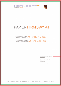 papier firmowy A4, druk pełnokolorowy obustronny 4+4, na papierze offset / preprint 90 g - 1000 sztuk
