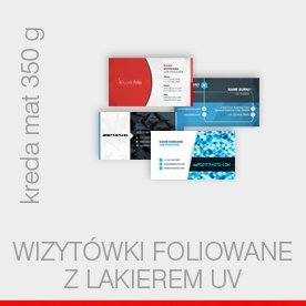wizytówki zaokrąglone, foliowane soft + UV- kreda 