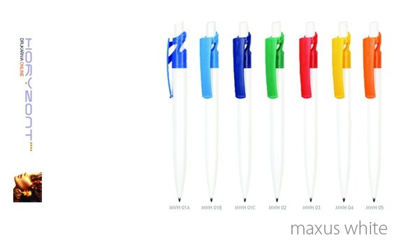 długopis MAXUS WHITE do nadruku, nadruk Pantone z palety do wyboru 1+0 - 500 sztuk