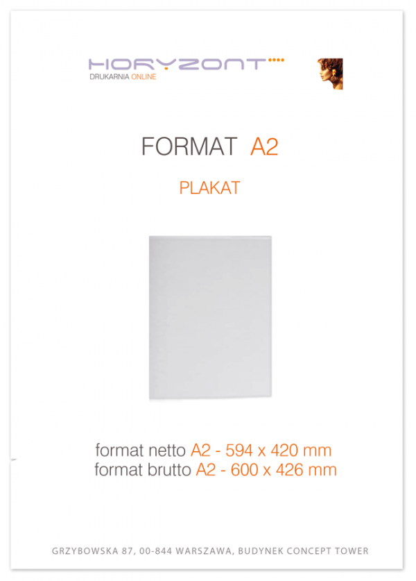 plakat A2, druk pełnokolorowy jednostronny 4+0, na papierze kredowym, 130 g - 100 sztuk 
