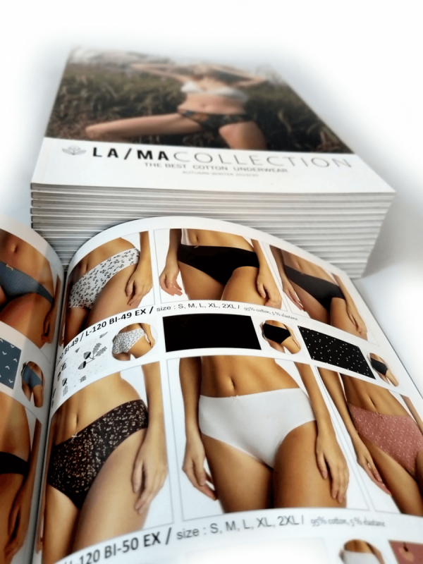 katalog DL, druk pełnokolorowy obustronny 4+4, na papierze kredowym, kreda 130 g, 16 str., 25 sztuk