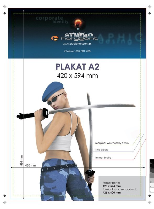 plakat A2, ekspres, druk pełnokolorowy jednostronny 4+0, na papierze kredowym, 170 g - 40 sztuk 