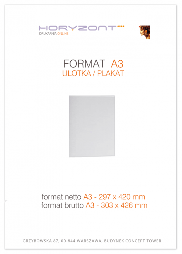 plakat A3, druk pełnokolorowy jednostronny 4+0, na papierze kredowym mat, 350 g - 50 sztuk 