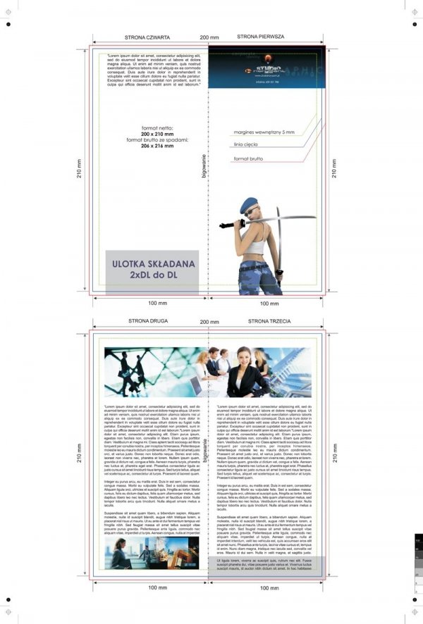 zaproszenie - karta 2xDL, składane do DL (99 x 420 mm), druk dwustronny, kreda 350 g, bez folii  50 sztuk 