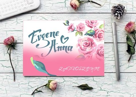 zaproszenie A5 - 148 x 210 mm, druk dwustronny, kreda 350 g,  foliowane dwustronnie - 175 sztuk