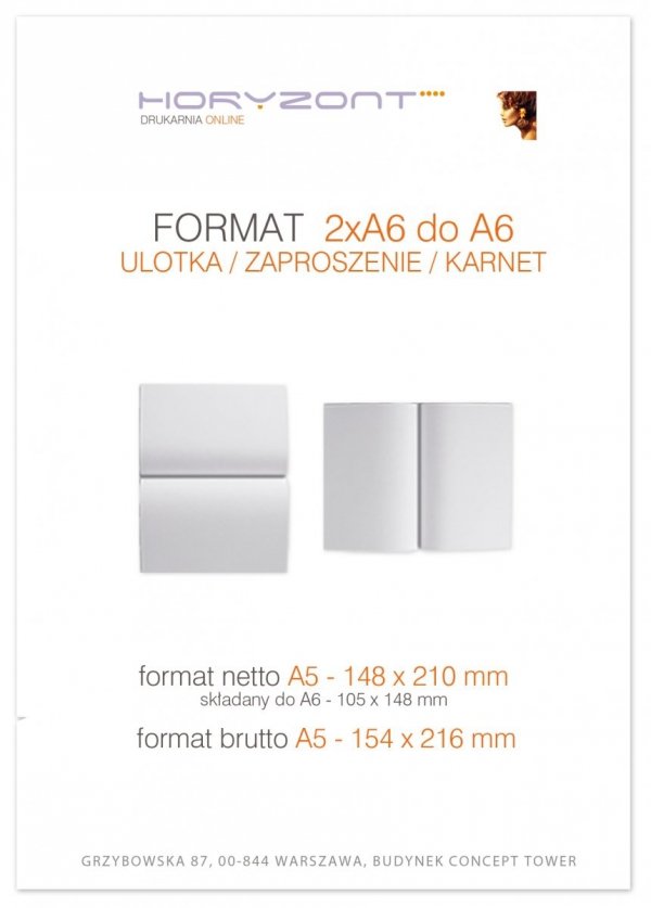ulotka A5 składana do A6, druk pełnokolorowy obustronny 4+4, na papierze kredowym, 170 g, 25 sztuk 