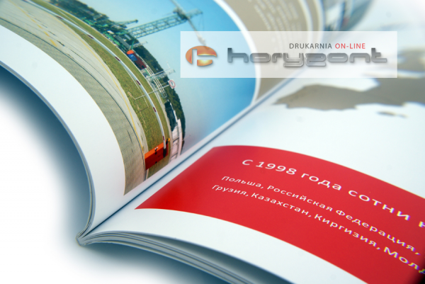 katalog A4, druk pełnokolorowy obustronny 4+4, na papierze kredowym, kreda 170 g, 24 str., 40 sztuk