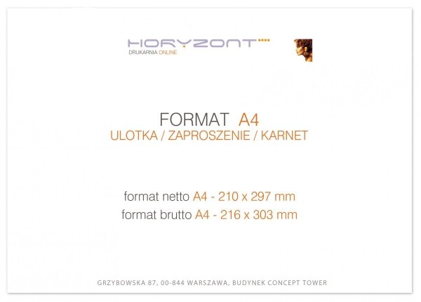 papier firmowy A4 składany do DL-C, druk pełnokolorowy obustronny 4+4, na papierze offset / preprint 90g, 1500 sztuk 