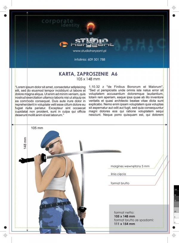 karta A6, druk dwustronny, papier ozdobny Rives 250 g / Modigliani 260 g - 200 szt