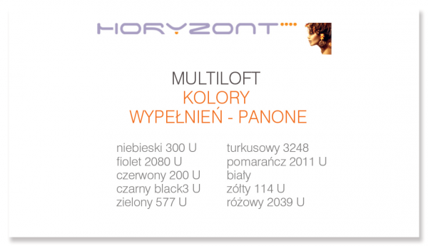 wizytówki multiloft, druk dwustronny pełnokolorowy 4+4, wypełnienie kolor pantone - 150 sztuk