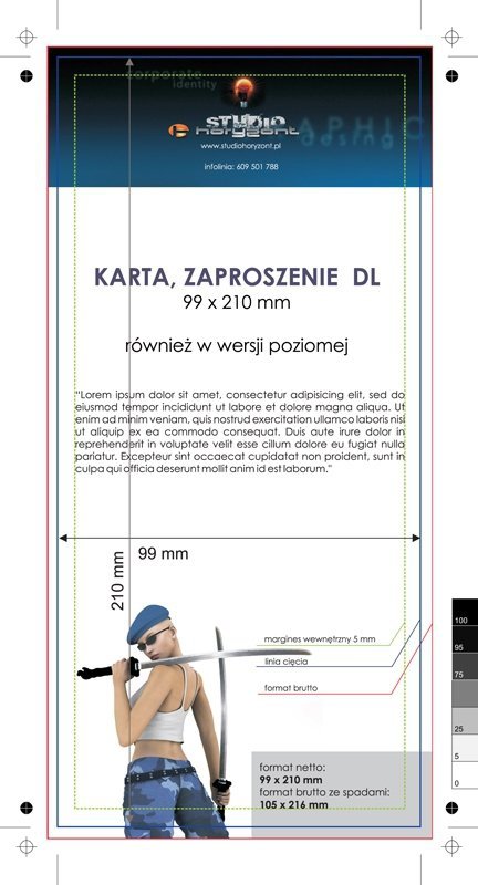 zaproszenie - karta DL, druk dwustronny, kreda 350 g,  dwustronnie foliowane - 250 sztuk