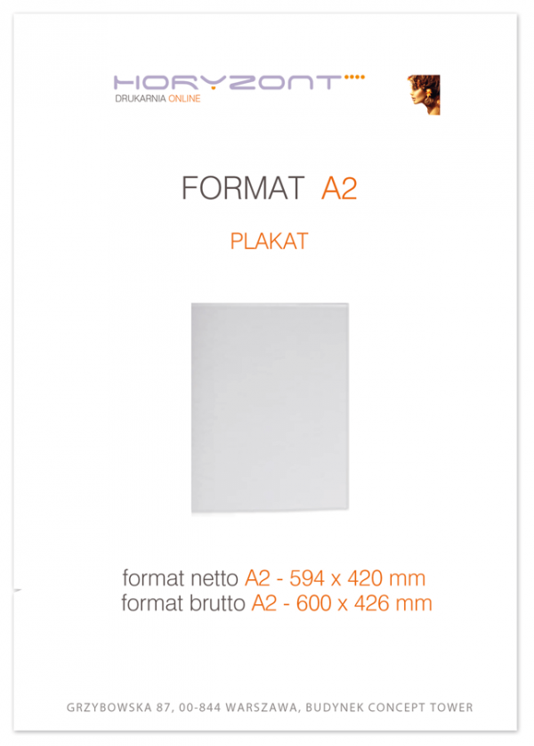 plakat A2, druk pełnokolorowy jednostronny 4+0, na papierze kredowym, 250 g - 70 sztuk