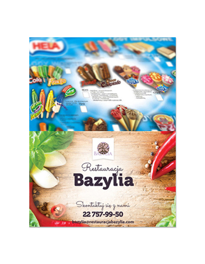 ulotka A4, druk pełnokolorowy obustronny 4+4, na papierze kredowym, 170 g, 350 sztuk  