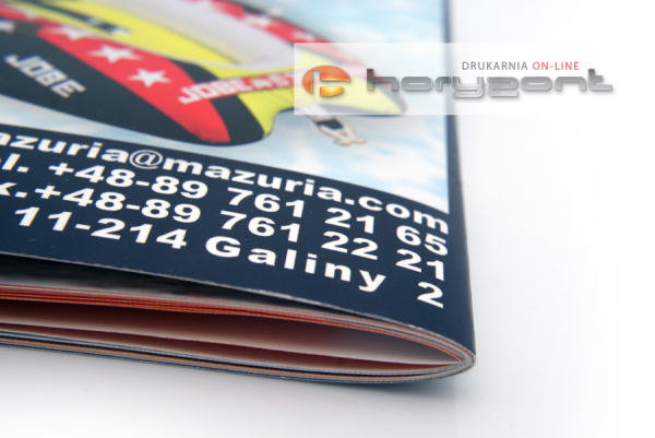 katalog A4, druk pełnokolorowy obustronny 4+4, na papierze kredowym, okładka - kreda 300 g + środki 170 g, 20 str., 100 sztuk 
