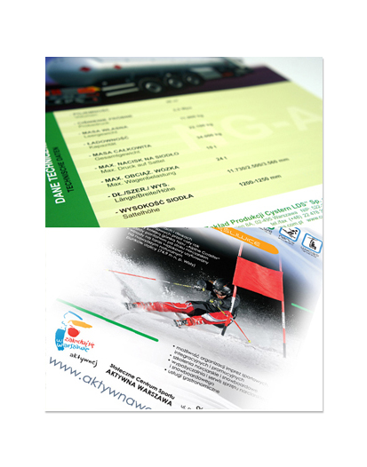 ulotka A4, 219 x 297 mm, wysyłka następny dzień, druk pełnokolorowy obustronny 4+4, na papierze kredowym, 130 g, 75 sztuk