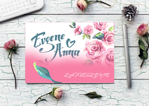 zaproszenie - karta 2xDL, składana do DL, druk dwustronny, kreda 350 g, bez folii 500 sztuk
