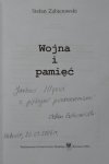 Stefan Zabierowski • Wojna i pamięć [dedykacja autorska] [Jan Józef Szczepański, Joseph Conrad]