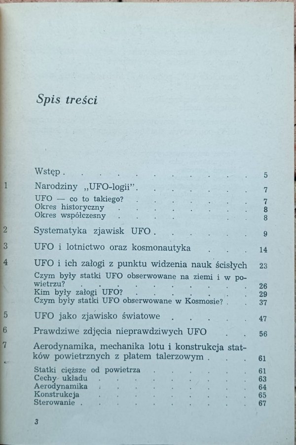 Janusz Wojciechowski • UFO i prawdziwe latające talerze - spis treści