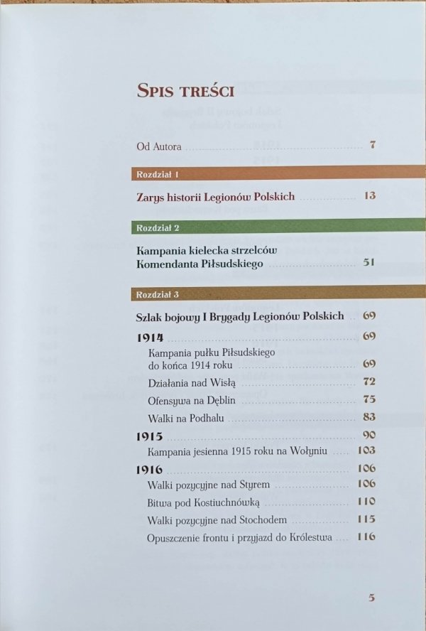 Janusz Tadeusz Nowak - Szlak bojowy Legionów Polskich - spis treści