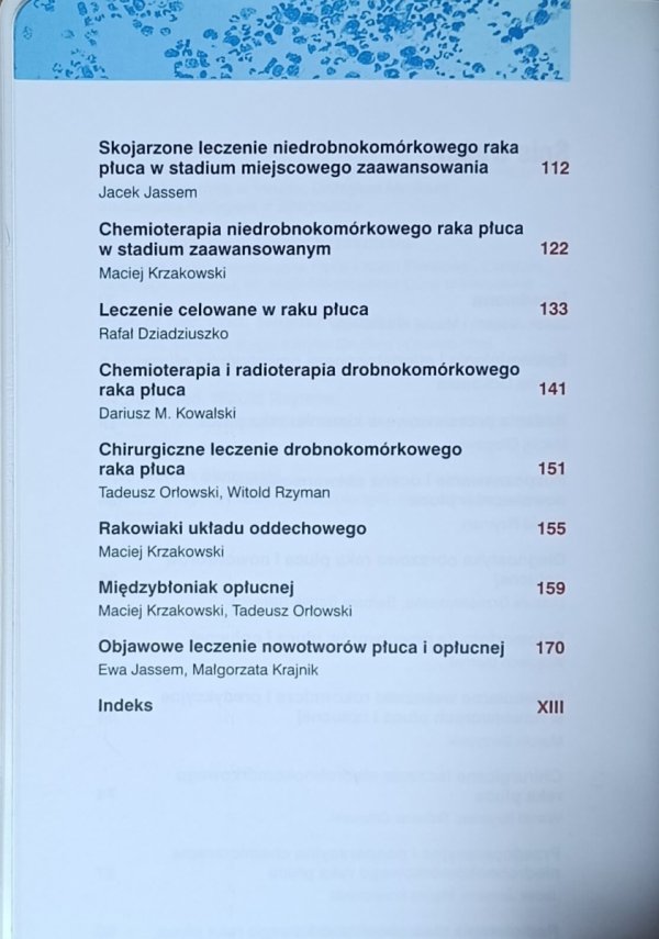 Kack Jassem - Nowotwory płuca i opłucnej - spis treści