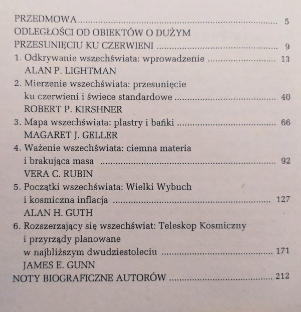Galaktyczne bąble, pustki i dziury w czasie. Najnowsze odkrycia kosmologii - spis treści