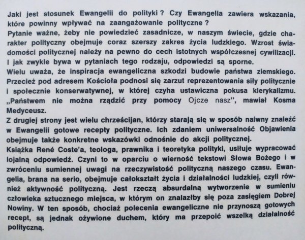Rene Coste Ewangelia i polityka