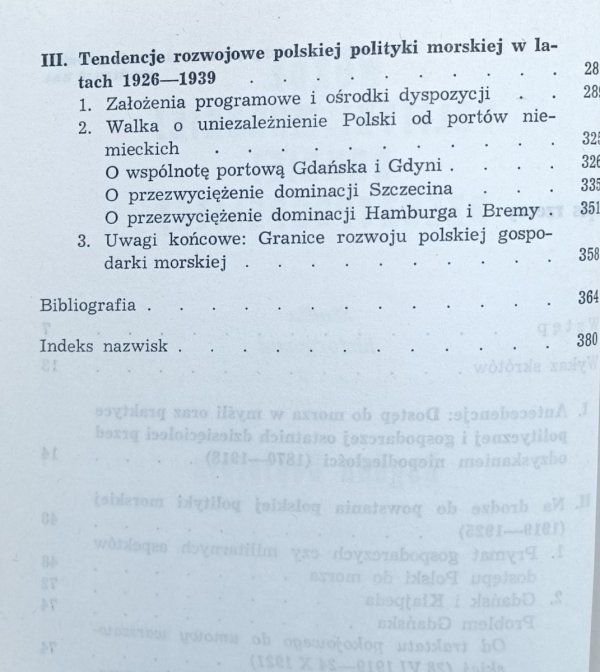 Bogdan Dopierała  Wokół polityki morskiej Drugiej Rzeczypospolitej, spis treści