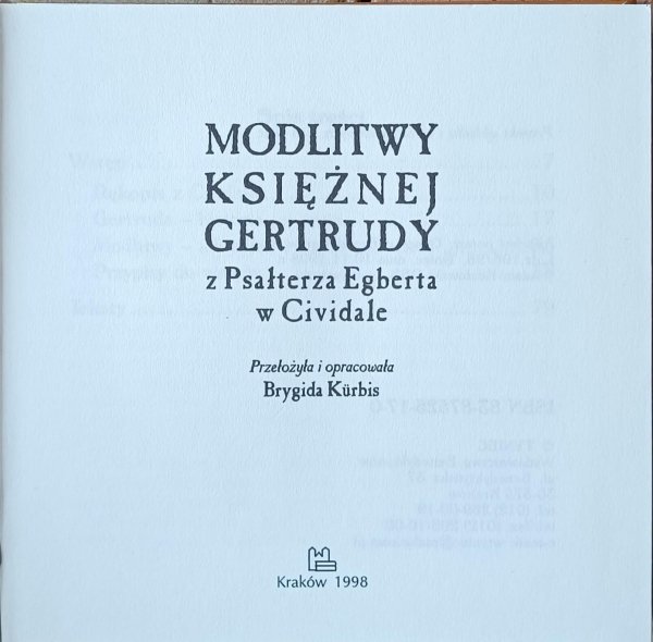 Brygida Kurbis • Modlitwy księżnej Gertrudy - strona tytułowa