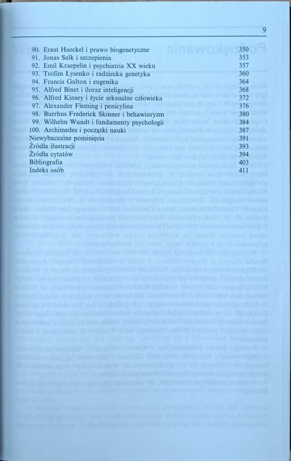 John Simmons  100 najwybitniejszych uczonych wszech czasów  - spis treści