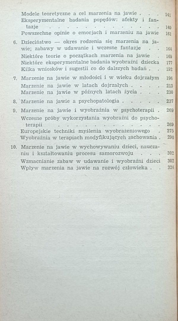 Jerome L. Singer • Marzenia dzienne - spis treści