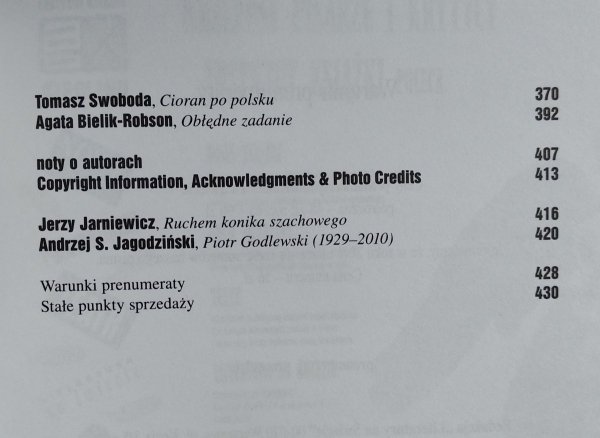Literatura na świecie 1-2/2011 • Brasil - spis treści