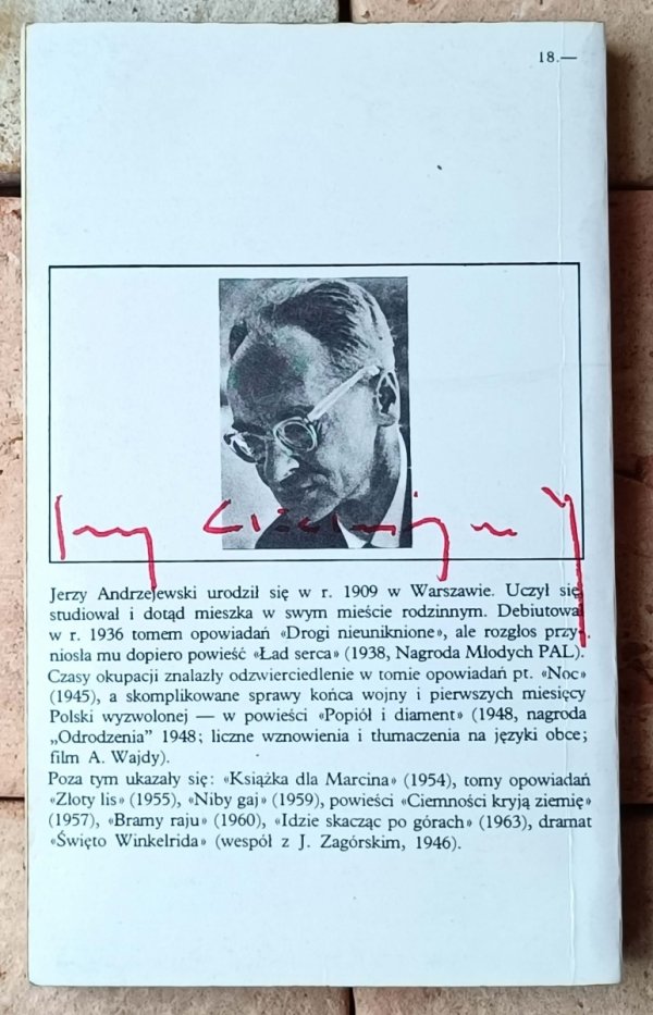 Jerzy Andrzejewski Popiół i diament - okładka
