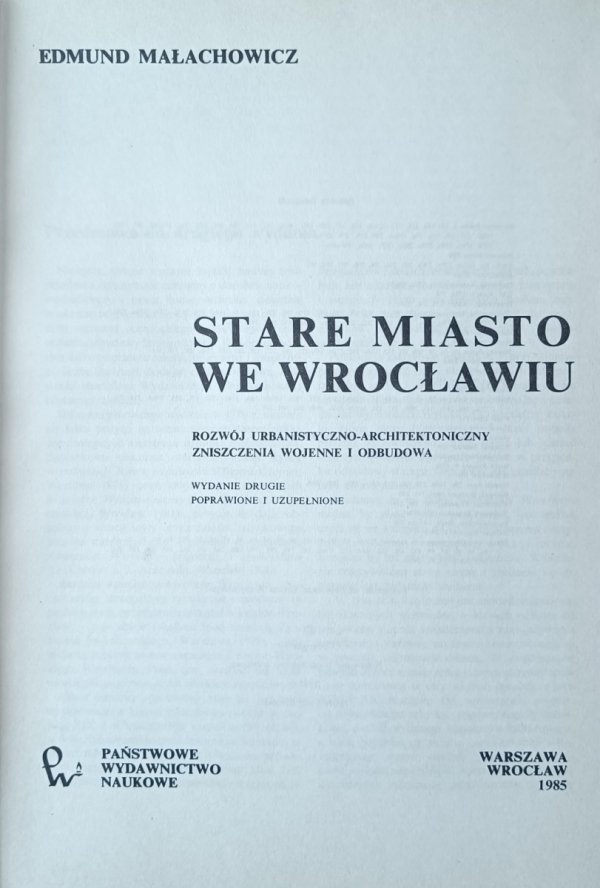Edmund Machałowicz Stare Miasto we Wrocławiu - strona tytulowa