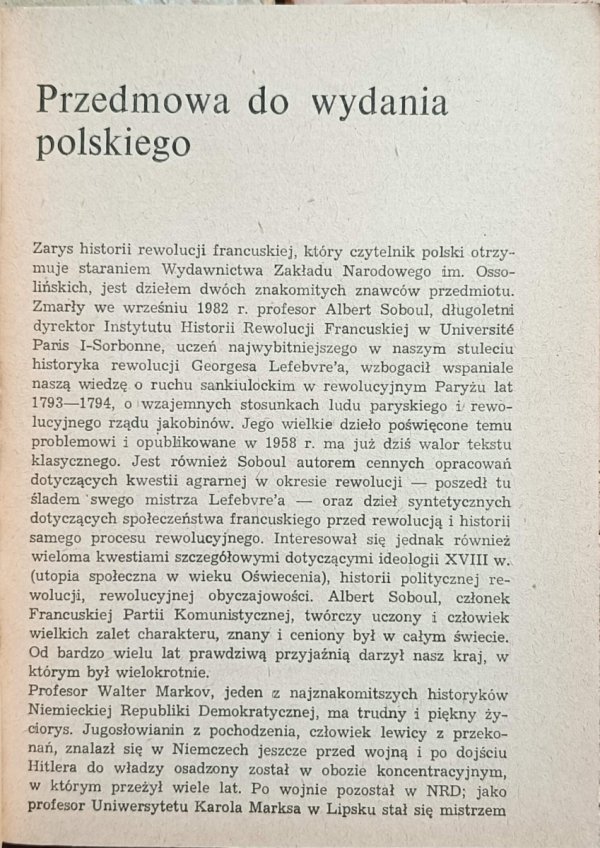 Walter Markov, Albert Soboul - Wielka Rewolucja Francuzów 1789  - przedmowa