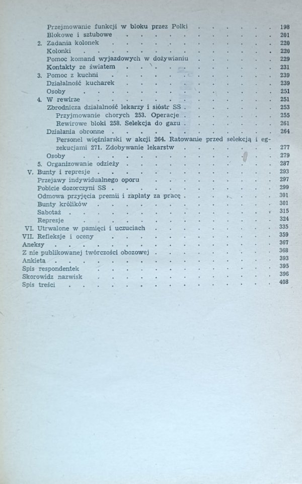 Urszula Wińska Zwyciężyły Wartości. Wspomnienia z Ravensbruck  - spis treści
